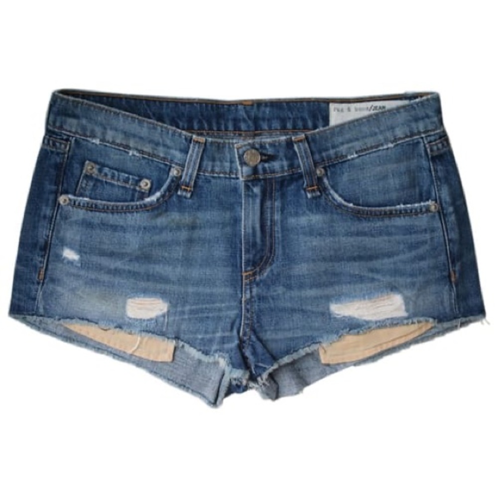 RAG & BONE EXPOSED POCKETS DENIM SHORTS